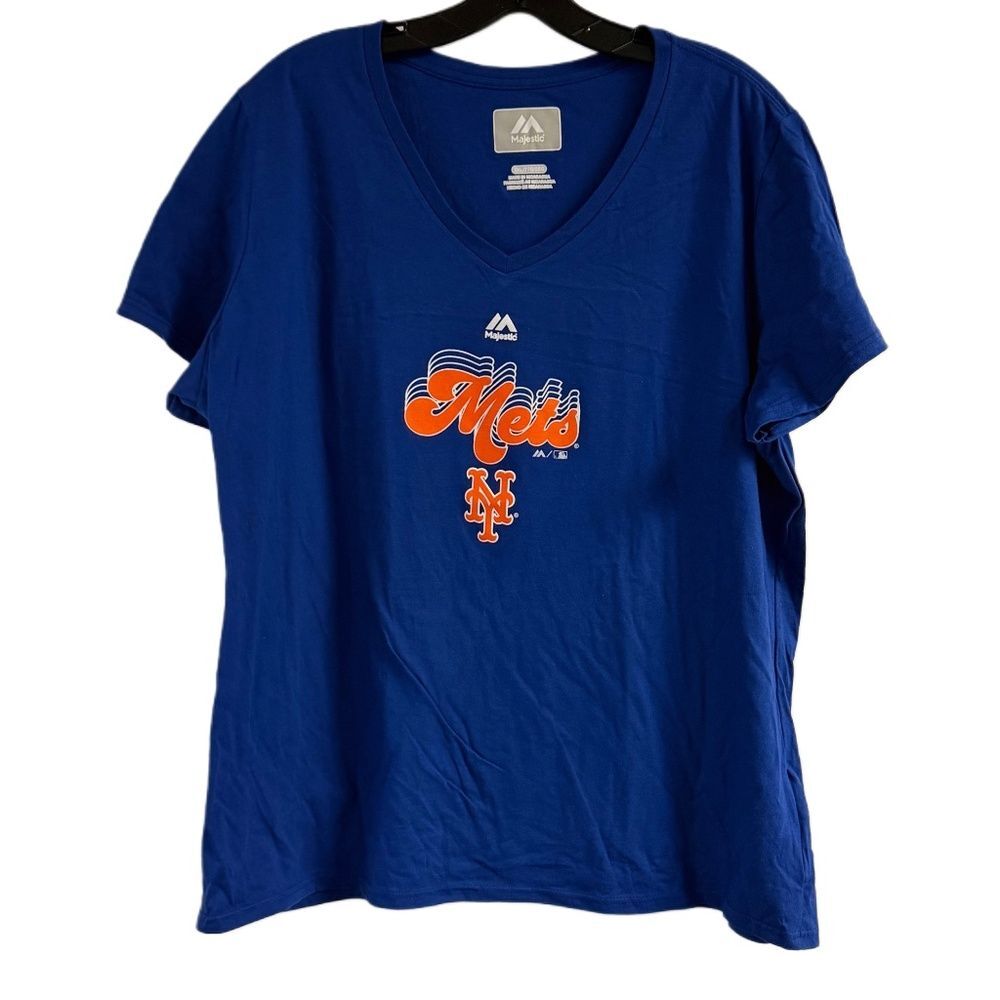 New Ladies Majestic New York Mets Baseball T-Shirt Size 2XL